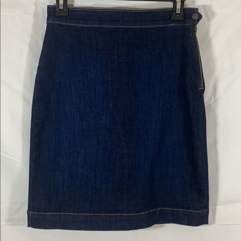 Ann Taylor Petite Denim Pencil Skirt Stretch Sz 2p